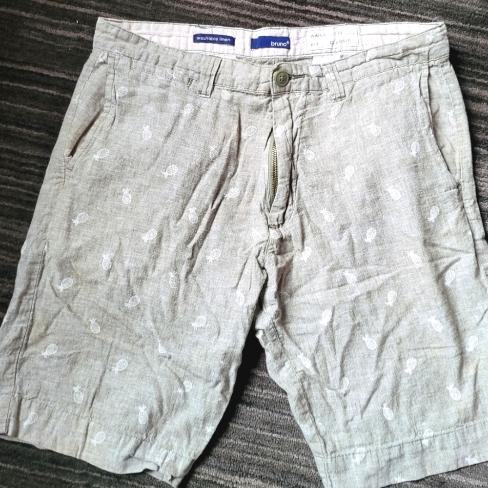 ❤️ BRUNO MEN'S PINEAPPLE   Classic Fit SHORTS washable Linen
